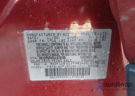 2020 Nissan Kicks Sr Xtronic Cvt from USA, damaged, VIN 3N1CP5DV2LL570135